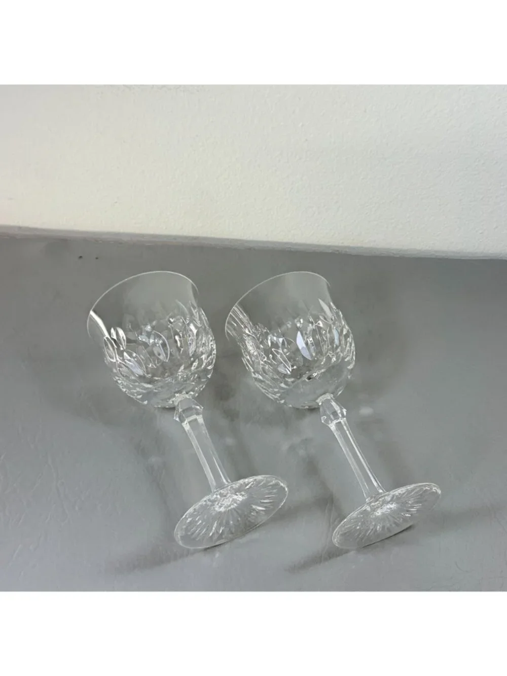 Vintage Josair German Cut Crystal Wine Glasses Set of 2 Lead Crystal Stemware